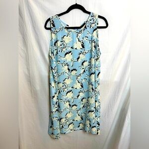 Halogen Women’s Blue Floral Print Sleeveless Dress Size XL